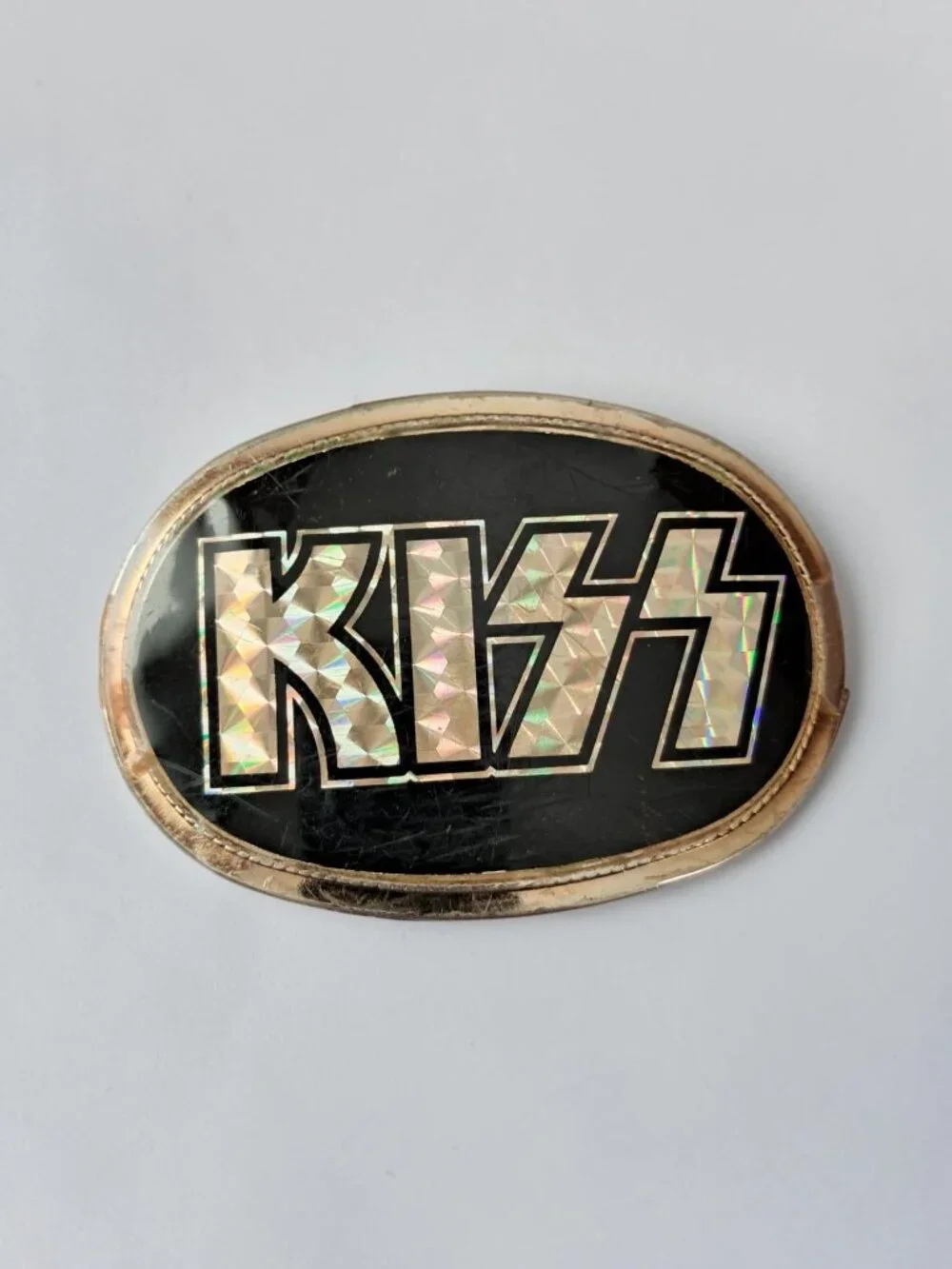 Vintage 1977 KISS Belt Buckle Pacifica Mfg Genuine Leather Belt Rock Memorabilia